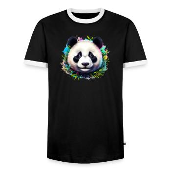 Panda - T-shirt contrasté Homme - noir/blanc - Devant - AI Model Female 172 light (172cm) & AI Model Male 178 light (178cm)