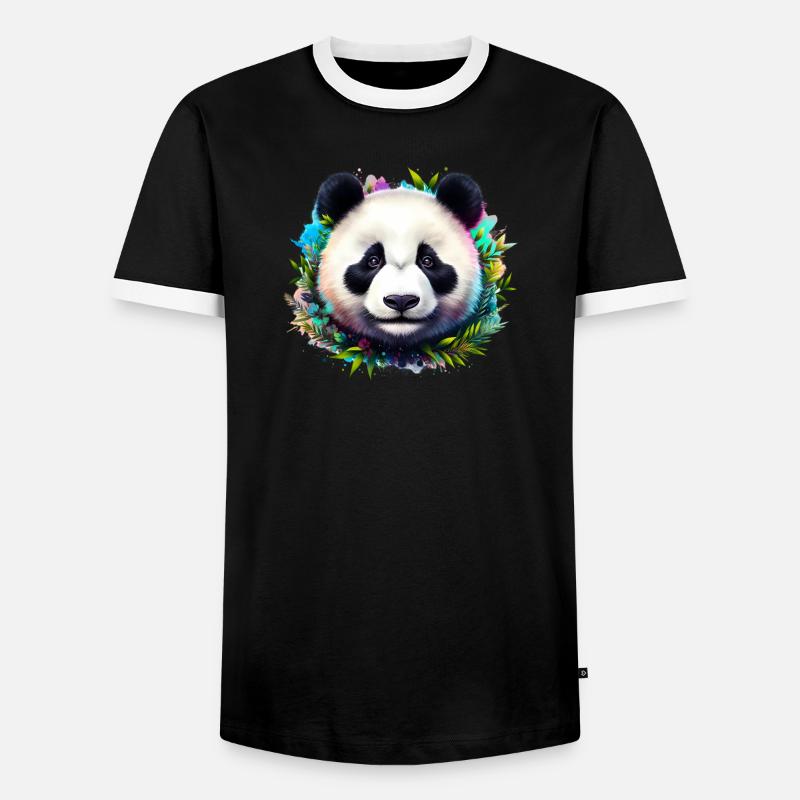 Panda - Männer Kontrast-T-Shirt - Schwarz/Weiß