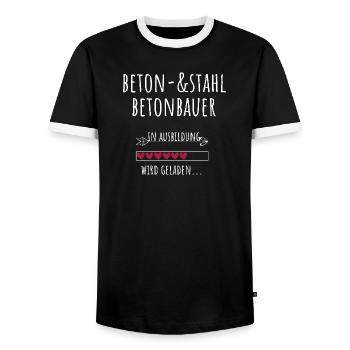 Beton und Stahlbetonbauer Ausbildung Beruf - Männer Kontrast-T-Shirt - Schwarz/Weiß - Vorne - AI Model Female 172 light (172cm) & AI Model Male 178 light (178cm)