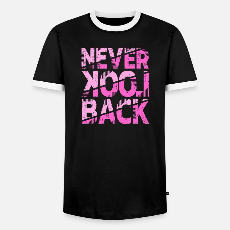 Never Look Back Motivational Design - Men's Ringer Shirt - black/white
