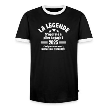 retirement, retire, I'm retired - Men's Ringer Shirt - black/white - Front - AI Model Female 172 light (172cm) & AI Model Male 178 light (178cm)