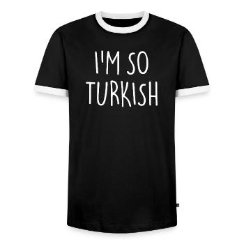 I'M SO TURKISH Turkish Turkey - Men's Ringer Shirt - black/white - Front - AI Model Female 172 light (172cm) & AI Model Male 178 light (178cm)