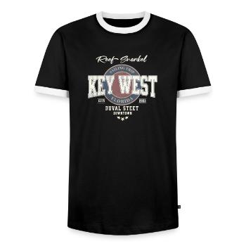 Vintage Key West Design Air Conditioning - Men's Ringer Shirt - black/white - Front - AI Model Female 172 light (172cm) & AI Model Male 178 light (178cm)