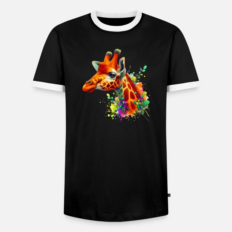 Giraffe - Männer Kontrast-T-Shirt - Schwarz/Weiß