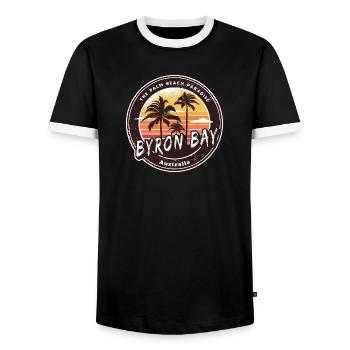 Byron Bay Australie Palmiers Plage Design - T-shirt contrasté Homme - noir/blanc - Devant - AI Model Female 172 light (172cm) & AI Model Male 178 light (178cm)