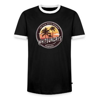 Whitsundays Australien Palmen Design - Männer Kontrast-T-Shirt - Schwarz/Weiß - Vorne - AI Model Female 172 light (172cm) & AI Model Male 178 light (178cm)