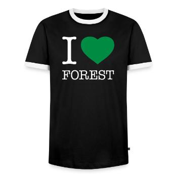 I LOVE FOREST - Männer Kontrast-T-Shirt - Schwarz/Weiß - Vorne - AI Model Female 172 light (172cm) & AI Model Male 178 light (178cm)