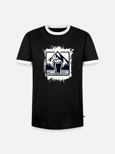 Bergsee mit Bierglas Motiv - Männer Kontrast-T-Shirt - Schwarz/Weiß