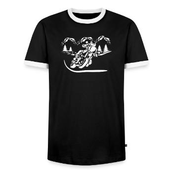 Silhouette de Moto Forêt - T-shirt contrasté Homme - noir/blanc - Devant - AI Model Female 172 light (172cm) & AI Model Male 178 light (178cm)