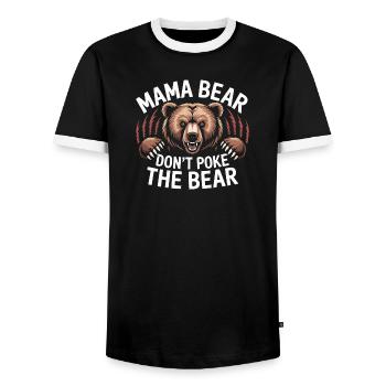 Fierce Mama Bear Warning Art Mothers Day Gift - Men's Ringer Shirt - black/white - Front - AI Model Female 172 light (172cm) & AI Model Male 178 light (178cm)