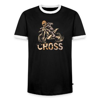Symbole rétro du motocross - Motards et fans de dirt - T-shirt contrasté Homme - noir/blanc - Devant - AI Model Female 172 light (172cm) & AI Model Male 178 light (178cm)