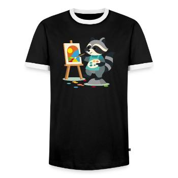 Creative raccoon for art lovers young and old - Men's Ringer Shirt - black/white - Front - AI Model Female 172 light (172cm) & AI Model Male 178 light (178cm)