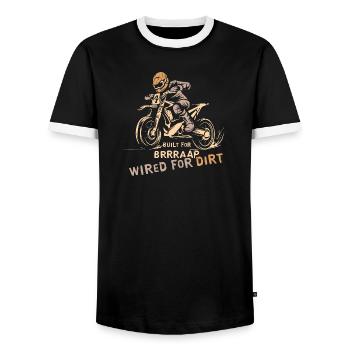 Motocross Biker Logo - Motorcycle and Offroad Symbol - Men's Ringer Shirt - black/white - Front - AI Model Female 172 light (172cm) & AI Model Male 178 light (178cm)