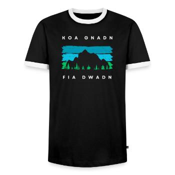 koa Gnadn fia dWadn - keine Gnade für die Wade - Männer Kontrast-T-Shirt - Schwarz/Weiß - Vorne - AI Model Female 172 light (172cm) & AI Model Male 178 light (178cm)