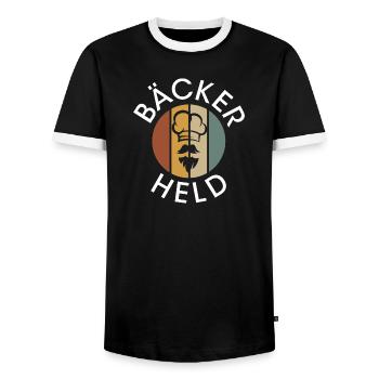 Logo de boulanger vintage - Boulangerie rétro avec barbe - T-shirt contrasté Homme - noir/blanc - Devant - AI Model Female 172 light (172cm) & AI Model Male 178 light (178cm)