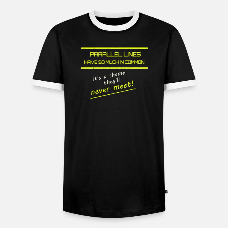 Funny Parallel Lines Math Tee - Men's Ringer Shirt - black/white