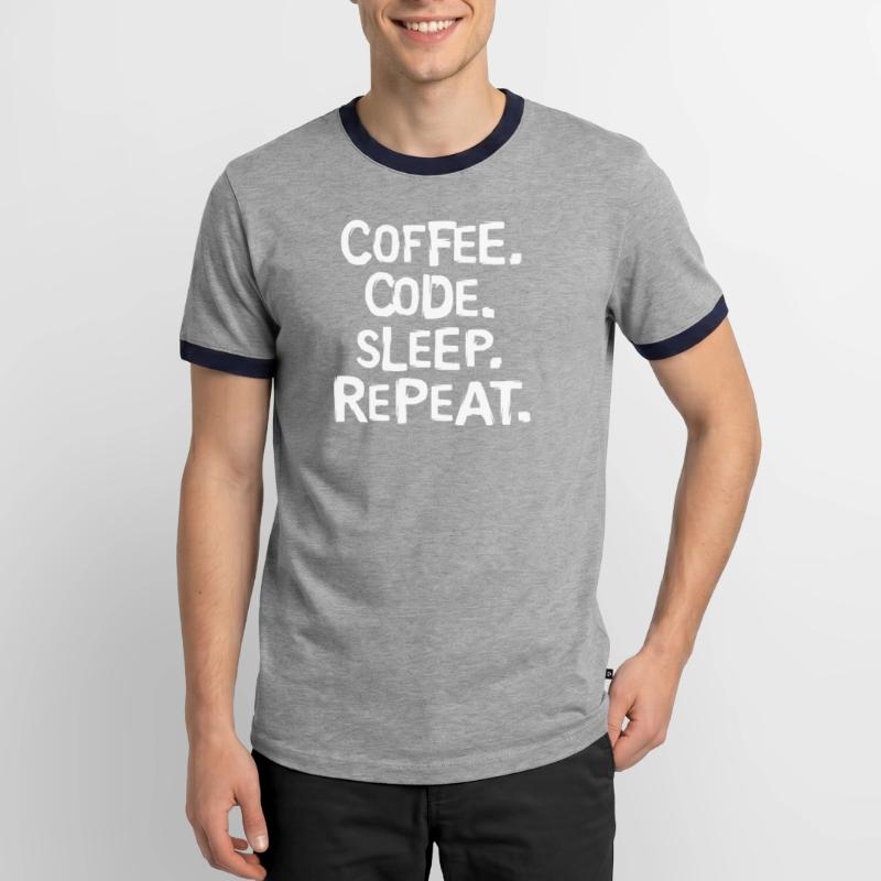 coffee code sleep - repeat Programmierer Arbeit Männer Kontrast-T-Shirt