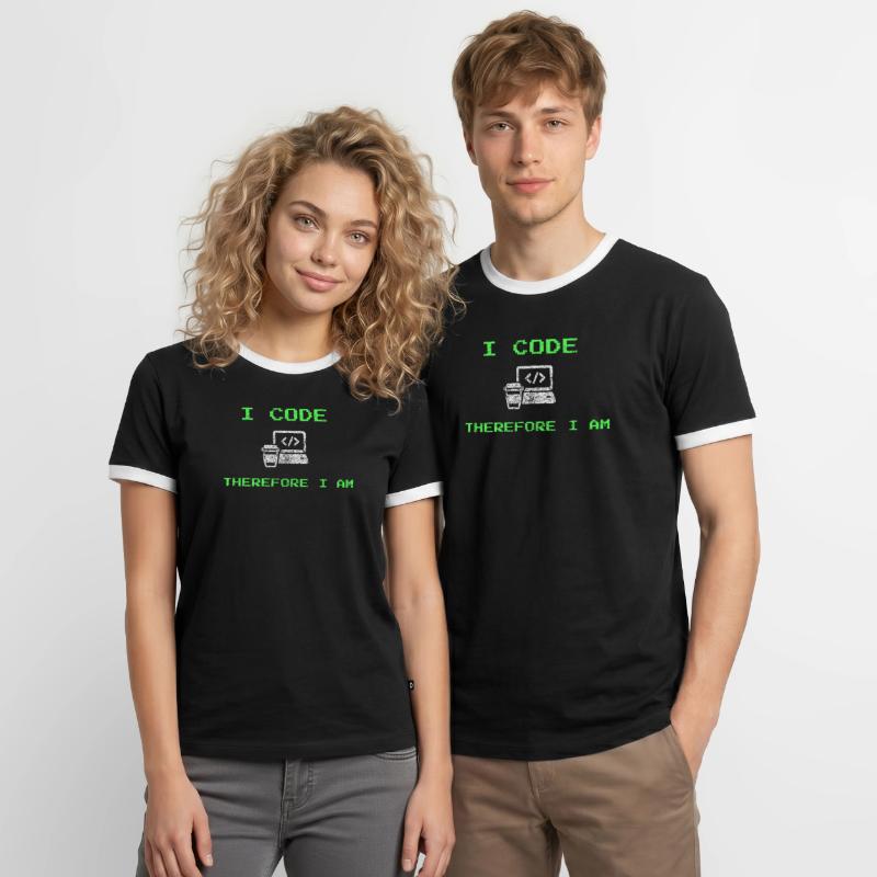 I Code Therefore I Am – Funny Developer Tee Men's Ringer Shirt