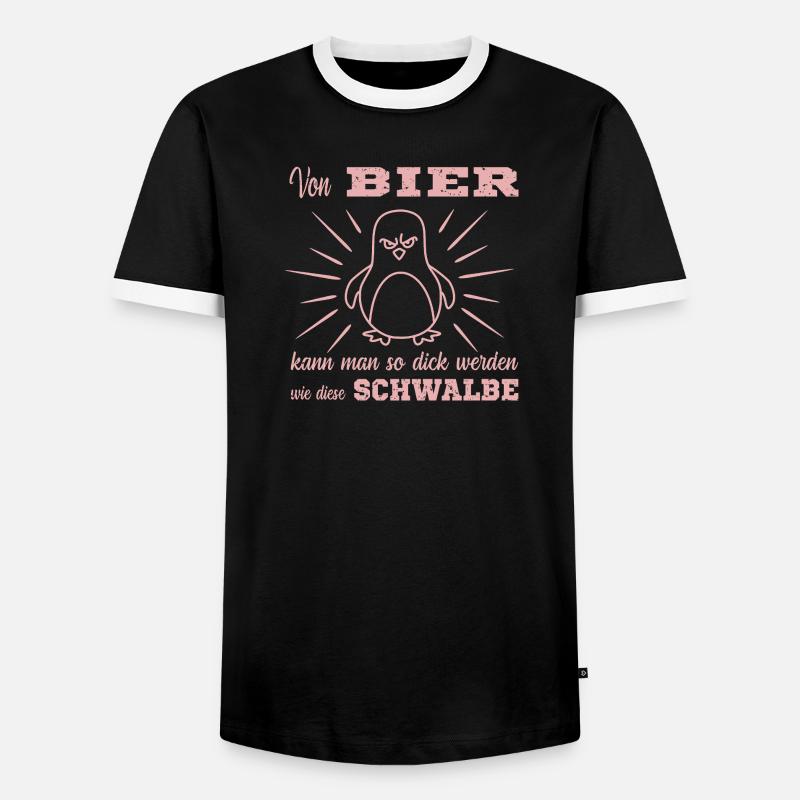 Bier Pinguin - Männer Kontrast-T-Shirt - Schwarz/Weiß