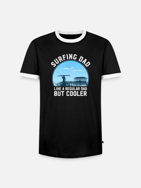Papa Surfer mit Lebensfreude - Männer Kontrast-T-Shirt - Schwarz/Weiß