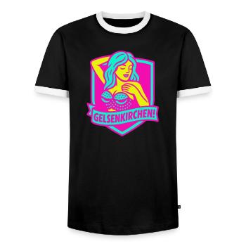 Gelsenkirchen Superstar en rose - T-shirt contrasté Homme - noir/blanc - Devant - AI Model Female 172 light (172cm) & AI Model Male 178 light (178cm)