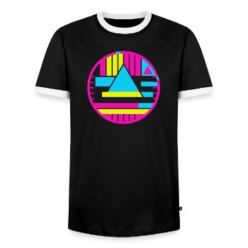 Test Mark New Wave - Men's Ringer Shirt - black/white - Front - AI Model Female 172 light (172cm) & AI Model Male 178 light (178cm)