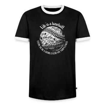 Baseball Leben Zitat Design Jubiläum, Geburtstag - Männer Kontrast-T-Shirt - Schwarz/Weiß - Vorne - AI Model Female 172 light (172cm) & AI Model Male 178 light (178cm)