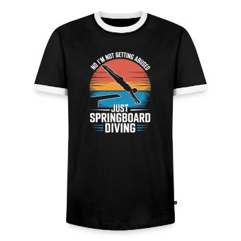 Kunstspringen Turmspringer Sprungbrett - Männer Kontrast-T-Shirt - Schwarz/Weiß - Vorne - AI Model Female 172 light (172cm) & AI Model Male 178 light (178cm)