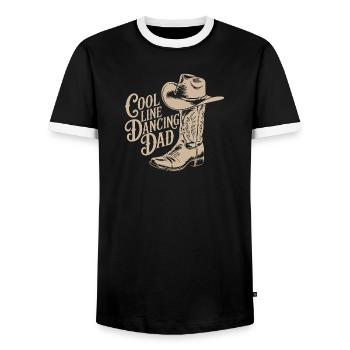 Line dancing dad cowboy hat style decoration - Men's Ringer Shirt - black/white - Front - AI Model Female 172 light (172cm) & AI Model Male 178 light (178cm)
