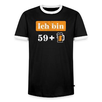 J’ai 59 ans et je fête mes 60 ans - T-shirt contrasté Homme - noir/blanc - Devant - AI Model Female 172 light (172cm) & AI Model Male 178 light (178cm)