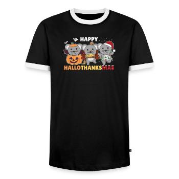 Joyeux Noël, souris, souris de Noël - T-shirt contrasté Homme - noir/blanc - Devant - AI Model Female 172 light (172cm) & AI Model Male 178 light (178cm)