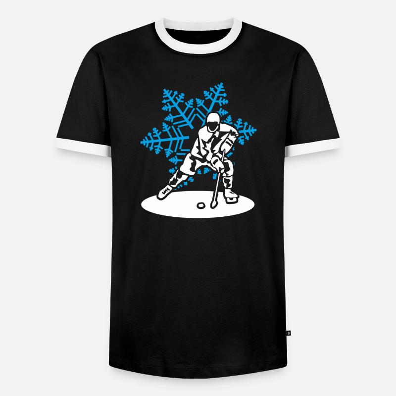 Eishockey Eiskristall Eishockeyspieler Geschenk - Men's Ringer Shirt - black/white