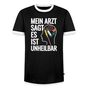 Feu d’artifice dans la tête - T-shirt contrasté Homme - noir/blanc - Devant - AI Model Female 172 light (172cm) & AI Model Male 178 light (178cm)