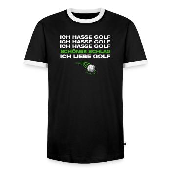 Ich liebe Golf Golfer Golfen - Männer Kontrast-T-Shirt - Schwarz/Weiß - Vorne - AI Model Female 172 light (172cm) & AI Model Male 178 light (178cm)