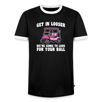 Get in looser golfer golf golf - Men's Ringer Shirt - black/white - Front - AI Model Female 172 light (172cm) & AI Model Male 178 light (178cm)