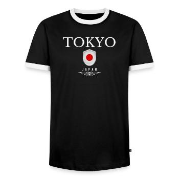 Tokio Japan, Souvenir Tokio - Männer Kontrast-T-Shirt - Schwarz/Weiß - Vorne - AI Model Female 172 light (172cm) & AI Model Male 178 light (178cm)