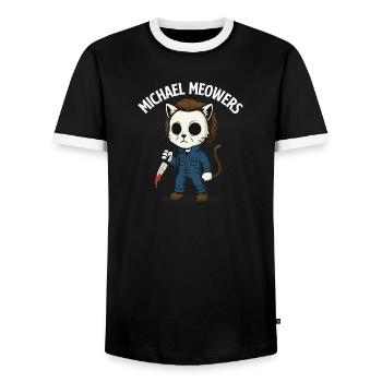 Michael Meowers Parodie effrayante de chat d’Halloween - T-shirt contrasté Homme - noir/blanc - Devant - AI Model Female 172 light (172cm) & AI Model Male 178 light (178cm)