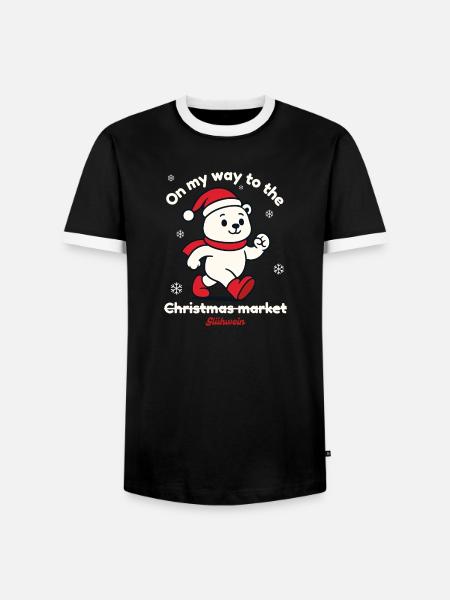 Weihnachtsmarkt - Eisbär Glühwein - Männer Kontrast-T-Shirt - Schwarz/Weiß