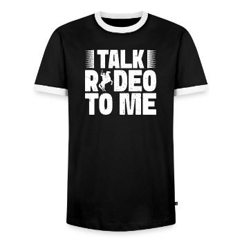 Rodeo Horse Riding Talk Rodeo To Me Cowboy - Männer Kontrast-T-Shirt - Schwarz/Weiß - Vorne - AI Model Female 172 light (172cm) & AI Model Male 178 light (178cm)