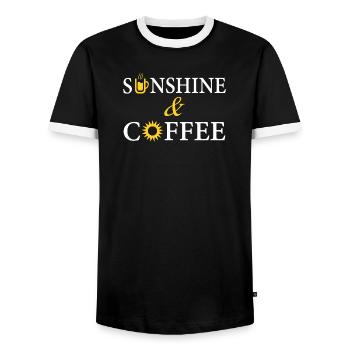 Café Soleil - T-shirt contrasté Homme - noir/blanc - Devant - AI Model Female 172 light (172cm) & AI Model Male 178 light (178cm)
