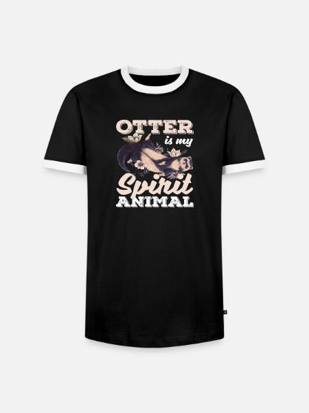 Seeotter Cartoon Spirtit Tierliebhaber - Männer Kontrast-T-Shirt - Schwarz/Weiß