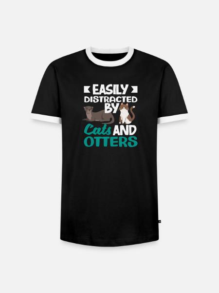 Seeotter Cartoon Katzen - Männer Kontrast-T-Shirt - Schwarz/Weiß
