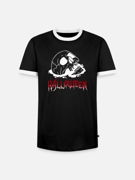 Totenkopf - Halloween Design - Männer Kontrast-T-Shirt - Schwarz/Weiß