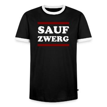 Saufzwerg Party Outfit Malle Kirmes JGA - Men's Ringer Shirt - black/white - Front - AI Model Female 172 light (172cm) & AI Model Male 178 light (178cm)