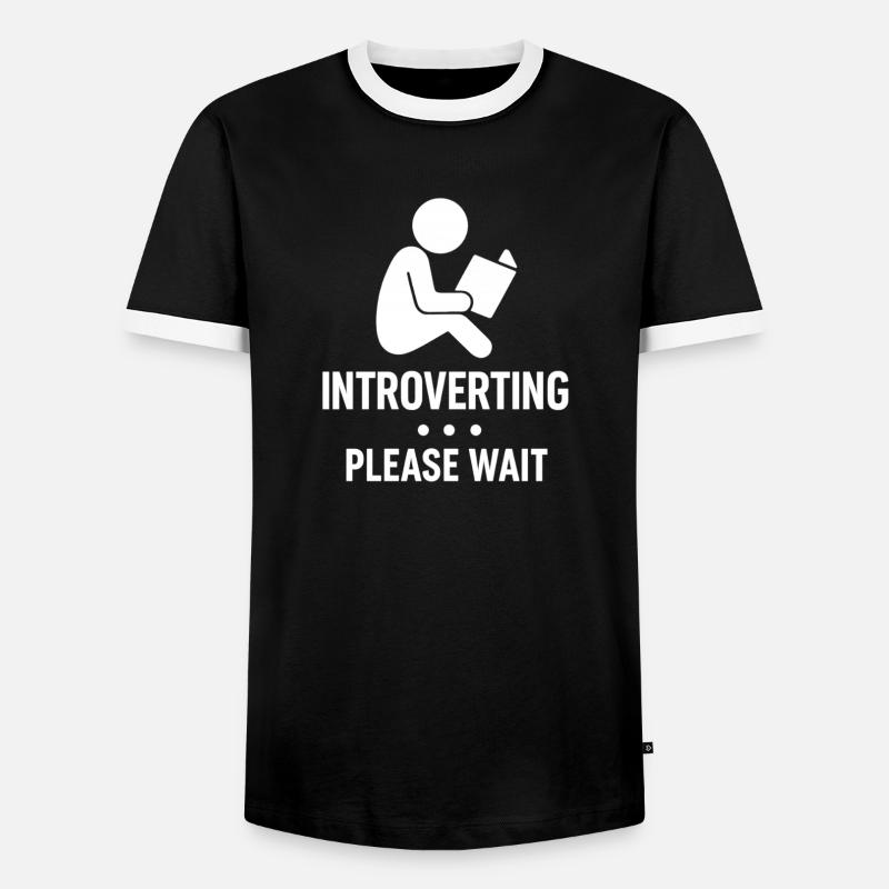 Introverting – Please Wait Shirt - Men's Ringer Shirt - black/white