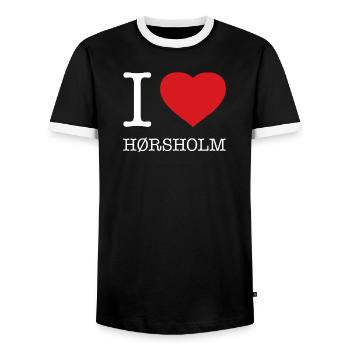 I love Horsholm - Men's Ringer Shirt - black/white - Front - AI Model Female 172 light (172cm) & AI Model Male 178 light (178cm)
