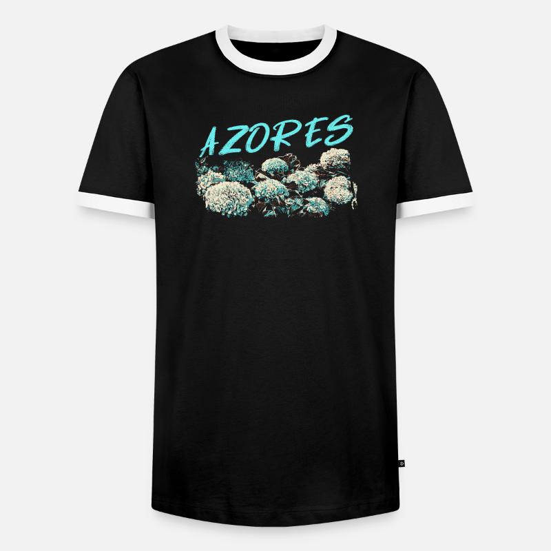 Azores Hydrangea, Blue Hydrangeas - Men's Ringer Shirt - black/white