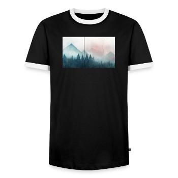 Berge Vintage - Männer Kontrast-T-Shirt - Schwarz/Weiß - Vorne - AI Model Female 172 light (172cm) & AI Model Male 178 light (178cm)