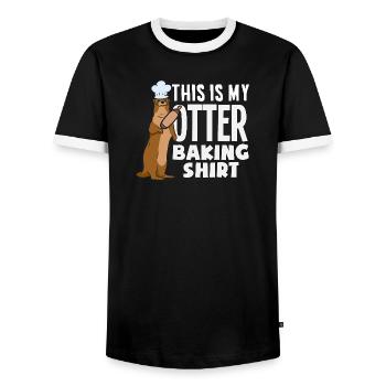 Seeotter Cartoon Backen Shirt - Männer Kontrast-T-Shirt - Schwarz/Weiß - Vorne - AI Model Female 172 light (172cm) & AI Model Male 178 light (178cm)