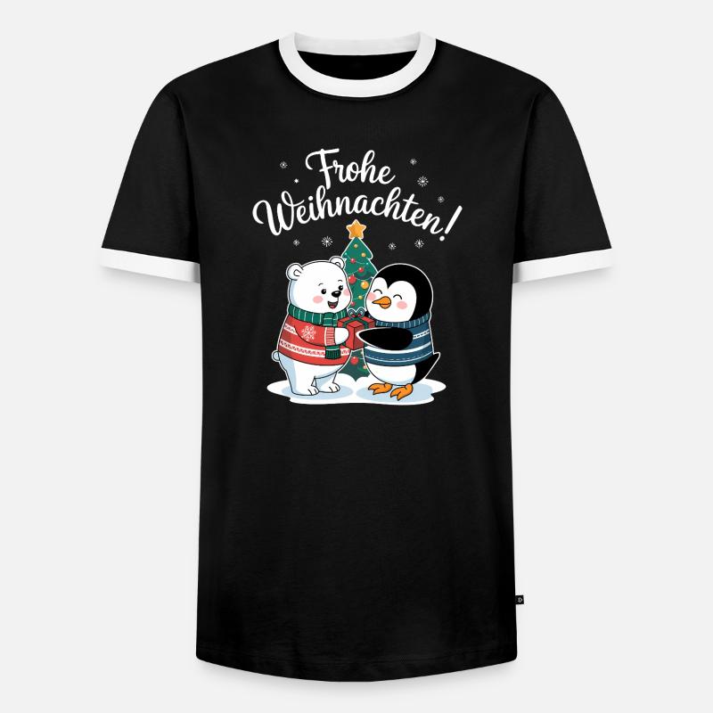 Eisbär Pinguin Weihnachtspullover süß Weihnachten - Männer Kontrast-T-Shirt - Schwarz/Weiß